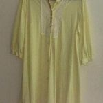 Vintage Yellow Button Down Pink Floral Embroider Lacer Trim Nightgown Lingerie Size L Photo 0