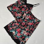 Vintage Womens Dark Floral Babydoll Set Small Black Coquette Fairy Grunge Y2K Photo 0