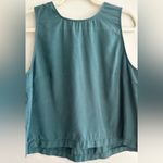 Loft  Dusty Teal Smocked Back Tank Top, Size Medium Photo 4