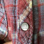 Ryan Michael Mini Dress Plaid Tabbed Sleeve Red Blue Small 100% Cotton Western Photo 4