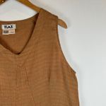 Flax Linen Sleeveless V Neck Top Women's Medium Herringbone Earth Tone Casual Photo 7