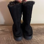 Rampage  Ashlee Black Suede Leather Mid Calf Boots Women’s Sz 8 Pull On Faux Fur Photo 4