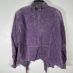 Dialogue NEW Jacket Womens Large Purple Suede Leather Fringe Open Lined Western Photo 5