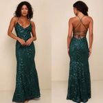 Lulus Photo Finish Forest Green Sequin Lace Photo 1