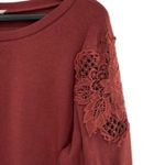 easel  Women’s Burgundy Floral Crochet Cutout Sweater Top Photo 4