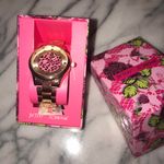 Betsey Johnson Betsy Johnson Pink Cheetah Gold Watch Photo 0