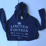 SuperNova Limited Edition Cropped Hoodie Small Navy New York Paris Tokyo… Tan Photo 4