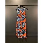 Maeve  Anthropologie hi low sunset hibiscus sleeveless orange blue dress 2 Photo 5