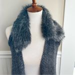 Kaufman Franco Carbon Faux Fur Vest Collar Gray Knit Sleeveless Vest Photo 6