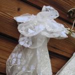 Mac Duggal 79337 Womens White FLORAL EMBELLISHED V-NECK MIDI DRESS SHOULDER BOW Photo 7