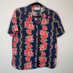 Lemon Grass Blue Floral Tropical Hawaiian Shirt Sz Medium Photo 4