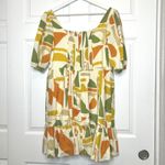 Gianni Bini  NWT Tory Linen Orange Green Geometric Print Mini‎ Dress Size 8 Photo 4