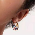 Stainless Steel Retro Enamel Moon Earrings Gold Photo 2