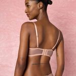 ETAM NACRE Embroidered Tulle Balconette Bra 34C Tan Size 32 C Photo 2