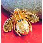 VTG Joan Rivers Blue DENIM & PAVE CRYSTAL BEE PIN Brooch Gold Plate Rhinestones! Photo 2