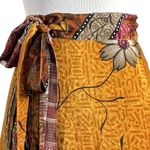 Vintage 90s Silk True Wrap Midi Skirt Size Large Bohemian Hippie 70s India Gypsy Brown Photo 7