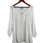 Carolyn Taylor Womens White Textured Boho Top 1X Polyester & Cotton Blend Photo 0