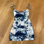 Beginning Boutique  Tie Dye Mini Dress in Blue & White Photo 0