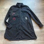 ZARA  Black Denim Long Sleeves Short Shirt Dress With Patches Size S Photo 0