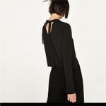 ZARA  V-Neck Cutout Tie Neck Top Photo 1