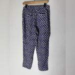 Anthropologie  Beaded Scalloped‎ Pants •S Blue White Side Stripe Rayon Photo 6