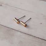 Vintage Stud Earrings Gold Tone Tube Photo 4