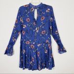 Lulus Lulu’s New You Royal Blue Floral Long Sleeve Mini Dress Photo 2