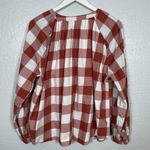 Duluth Trading Women M Orange White Gingham Printmaker Lightweight Shirt Cotton Size M Photo 4