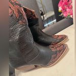 Cowboy snake print Black and Brown Western Boots Size 7 Photo 4