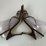 BCBG Paris Bronze Metallic Slingback Strappy Sandals 4" Heel Shoes 8B Brown Size 8 Photo 4