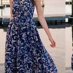 Gal Meets Glam Siena Floral Maxi Dress- Navy Floral Halter Neck Dress- Size 2 Photo 0