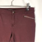 Versona Burgundy Red Moto Zip Pocket Skinny Leg Jeans 4 Photo 2