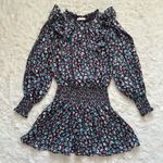 Ramy Brook Dress Penelope Silk Blend Ruffle Mini Long Sleeve Floral Purple S Photo 1