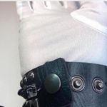 2 PCs faux leather chain spike studded Bracelets — Black Photo 4