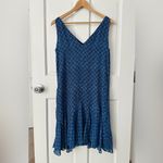 Ralph Lauren LAUREN Geo Tile Print Indigo Sky V-Neck Flutter Hem Dress Size 4 Photo 2