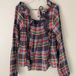 Free People Size L Multicolor Siena Plaid Square Neck Long Sleeve Top Photo 4