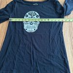 J.Crew Artist Tee Black Long Sleeve Sugar Skull Print Women's M Stretchy HasFLAW Photo 4