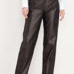 Old Navy  Metallic Sparkly High-Waisted Shine OG Loose Straight Leg Jeans Black 8 Photo 0