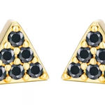 Boutique NEW‎ | Petite 18k Gold Triangle Black Pave Diamond Earrings Photo 0