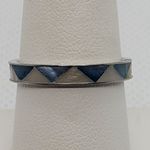 Blue & White Mother Of Pearl Inlay Ring Blue Size 8 Photo 0
