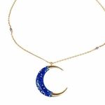 Betsey Johnson  Moon Necklace, Blue, Gold Tone Photo 0