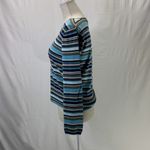 Eddie Bauer Striped V Neck Blue Olive Green Sweater Size M Photo 5