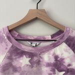 Wildfox Star Print Sweatshirt Crew Neck Long Sleeve Slit Hem Casual Stretch EUC Photo 2