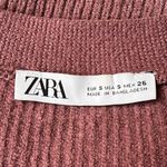 ZARA Balloon Sleeve Cropped Cardigan Sweater Mauve Pink Size Small Photo 2