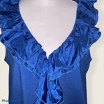 Ralph Lauren LAUREN Blue Sleeveless Ruffle V Neck Top Women's Size 1X Photo 2