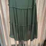 cupio  Olive Green High Low Lace Up Ruffle Midi Dress Size Extra Large Photo 11