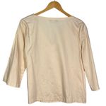 Badgley Mischka Embellished Top Sequins Floral Cotton V Neck Blouse Size 8 Tan Photo 3