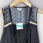 Umgee Black & White Boho Tribal Longline Vest W/ Festival Fringe-Small Photo 43