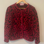VINTAGE LEWINGER Red and Black Button Down Cardigan Made in France Medium/Large‎ Photo 0