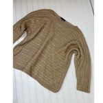 Brooks Brothers Brook Brothers Tan Metallic Cable Knit Crew Neck Pullover Sweater Womens Sz L Photo 0